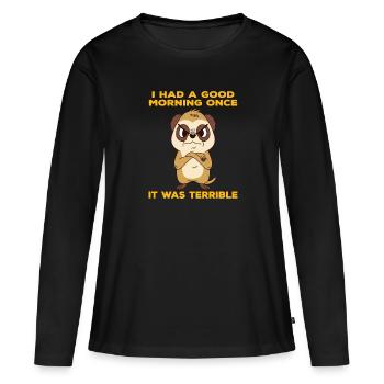 Suricate en colère un matin terriblement bon - T-shirt manches longues Premium bio Femme - noir - Devant - Julia (174cm)