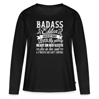 Editor Badass Editor - Women's Premium Organic Long Sleeve Shirt - black - Front - Julia (174cm)
