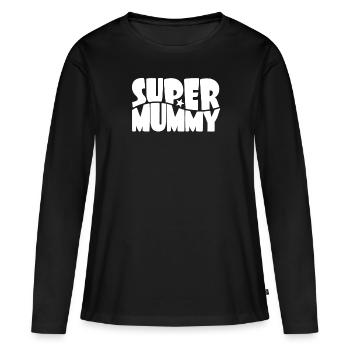 Super Mummy for the best mom In comic style - Women's Premium Organic Long Sleeve Shirt - black - Front - Julia (174cm)