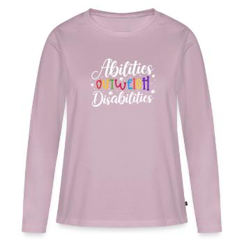 Autism awareness - abilities predominate - Women's Premium Organic Long Sleeve Shirt - dusky pink - Front - Julia (174cm)