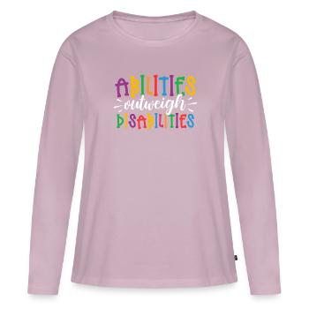 Autism awareness - abilities predominate - Women's Premium Organic Long Sleeve Shirt - dusky pink - Front - Julia (174cm)