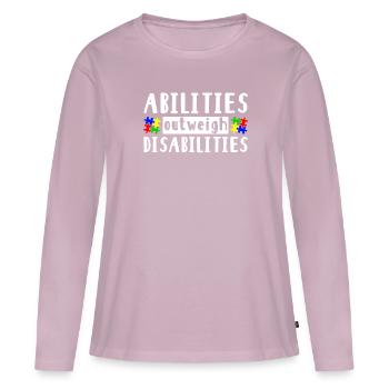 Autism awareness - abilities predominate - Women's Premium Organic Long Sleeve Shirt - dusky pink - Front - Julia (174cm)