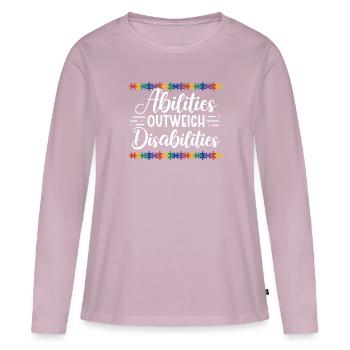 Autism awareness - abilities predominate - Women's Premium Organic Long Sleeve Shirt - dusky pink - Front - Julia (174cm)