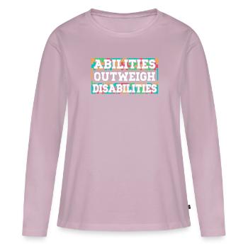 Autism awareness - abilities predominate - Women's Premium Organic Long Sleeve Shirt - dusky pink - Front - Julia (174cm)