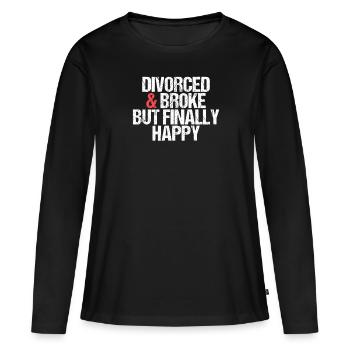 Divorcé et fauché mais finalement heureux divorce - T-shirt manches longues Premium bio Femme - noir - Devant - Julia (174cm)