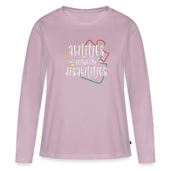 Autism awareness - abilities predominate - Women's Premium Organic Long Sleeve Shirt - dusky pink - Front - Julia (174cm)