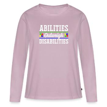 Autism awareness - abilities predominate - Women's Premium Organic Long Sleeve Shirt - dusky pink - Front - Julia (174cm)