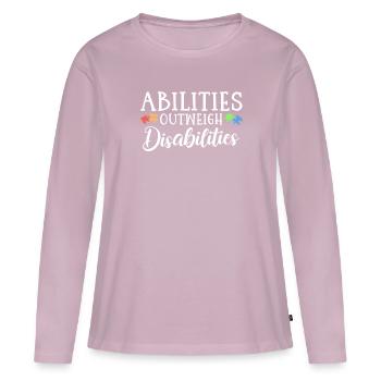 Autism awareness - abilities predominate - Women's Premium Organic Long Sleeve Shirt - dusky pink - Front - Julia (174cm)