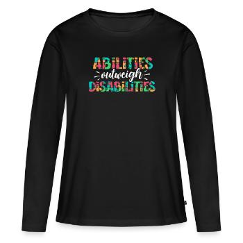 Autism awareness - abilities predominate - Women's Premium Organic Long Sleeve Shirt - black - Front - Julia (174cm)