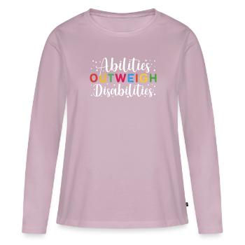 Autism awareness - abilities predominate - Women's Premium Organic Long Sleeve Shirt - dusky pink - Front - Julia (174cm)