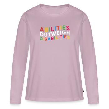 Autism awareness - abilities predominate - Women's Premium Organic Long Sleeve Shirt - dusky pink - Front - Julia (174cm)