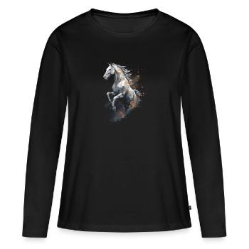 Springpferd Polygon im Staub - Frauen Premium Bio Langarmshirt - Schwarz - Vorne - Julia (174cm)