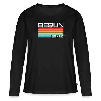 Berlin Berlinerin Berlin Ville Berlin - T-shirt manches longues Premium bio Femme - noir - Devant - Julia (174cm)