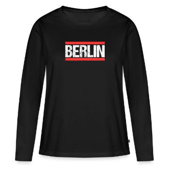 Berlin Berlinerin Berliner Stadt Berlin - Frauen Premium Bio Langarmshirt - Schwarz - Vorne - Julia (174cm)