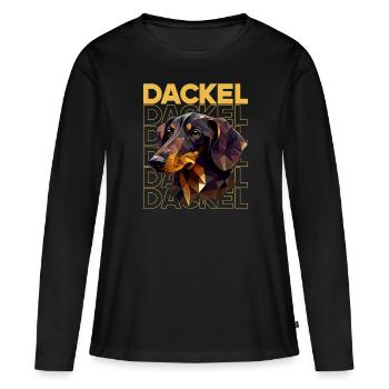 Rauhaardackel Dachshund Hund Hunde Welpe Dackel - Frauen Premium Bio Langarmshirt - Schwarz - Vorne - Julia (174cm)