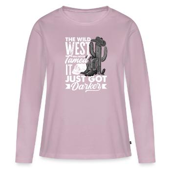 Le Far West n’a jamais été apprivoisé, il est juste devenu plus sombre - T-shirt manches longues Premium bio Femme - rose poudré - Devant - Julia (174cm)