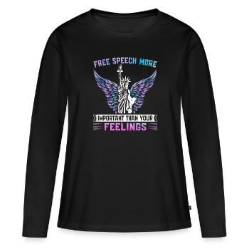 La liberté d’expression est plus importante que vos sentiments - T-shirt manches longues Premium bio Femme - noir - Devant - Julia (174cm)