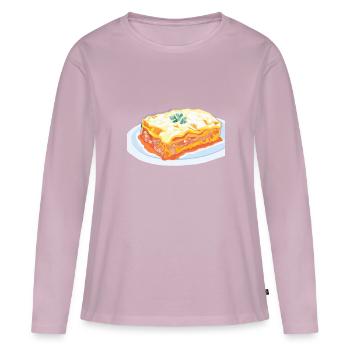 Casserole de pâtes à lasagnes - T-shirt manches longues Premium bio Femme - rose poudré - Devant - Julia (174cm)