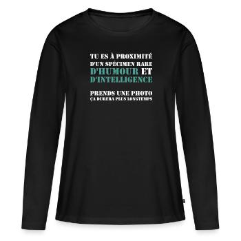 Humour Beauf - Design Amusant pour Homme - T-shirt manches longues Premium bio Femme - noir - Devant - Julia (174cm)