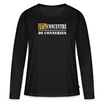 Humour Beauf - Design Amusant pour Homme - T-shirt manches longues Premium bio Femme - noir - Devant - Julia (174cm)