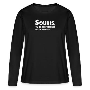 Humour Beauf - Design Amusant pour Homme - T-shirt manches longues Premium bio Femme - noir - Devant - Julia (174cm)