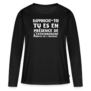 Humour Beauf - Design Amusant pour Homme - T-shirt manches longues Premium bio Femme - noir - Devant - Julia (174cm)
