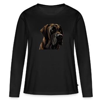 Dogge Doggen Hund Hunde Deutsche Dogge - Frauen Premium Bio Langarmshirt - Schwarz - Vorne - Julia (174cm)