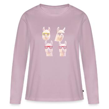 Alpaga Funny Lunettes de soleil colorées - T-shirt manches longues Premium bio Femme - rose poudré - Devant - Julia (174cm)
