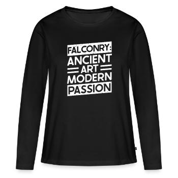 Fauconnerie Art ancien Passion moderne Fauconnerie - T-shirt manches longues Premium bio Femme - noir - Devant - Julia (174cm)