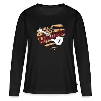 Ukulele Ukulele Flag - Women's Premium Organic Long Sleeve Shirt - black - Front - Julia (174cm)
