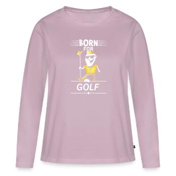 Minigolf de golf drôle de dicton - T-shirt manches longues Premium bio Femme - rose poudré - Devant - Julia (174cm)