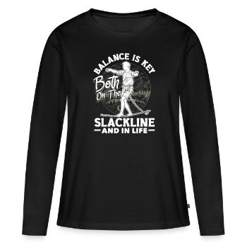 Balance is key, both on the slackline and in life - Women's Premium Organic Long Sleeve Shirt - black - Front - Julia (174cm)