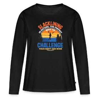 Slackline dans la nature le parfait pour votre corps - T-shirt manches longues Premium bio Femme - noir - Devant - Julia (174cm)