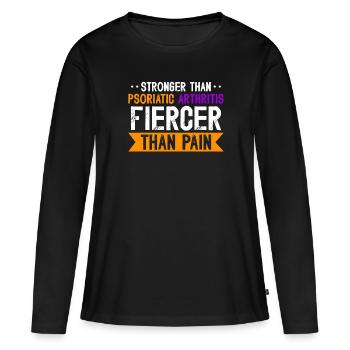 Plus fort que le rhumatisme psoriasique plus fort que le - T-shirt manches longues Premium bio Femme - noir - Devant - Julia (174cm)
