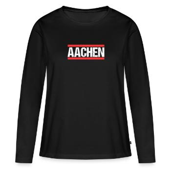 Aachenerin Aachener Aachen - Frauen Premium Bio Langarmshirt - Schwarz - Vorne - Julia (174cm)