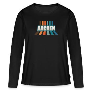 Aachenerin Aachener Aachen - Frauen Premium Bio Langarmshirt - Schwarz - Vorne - Julia (174cm)