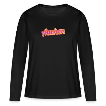 Aachenerin Aachener Aachen - Frauen Premium Bio Langarmshirt - Schwarz - Vorne - Julia (174cm)