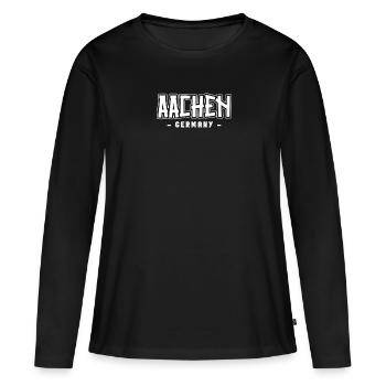 Aachenerin Aachener Aachen - Frauen Premium Bio Langarmshirt - Schwarz - Vorne - Julia (174cm)