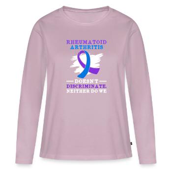 La polyarthrite rhumatoïde ne fait pas de discrimination et nous - T-shirt manches longues Premium bio Femme - rose poudré - Devant - Julia (174cm)