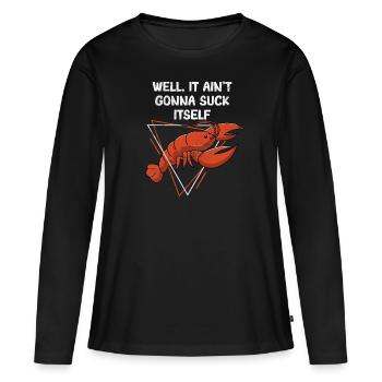 Il ne va pas se sucer drôle d’écrevisse cajun - T-shirt manches longues Premium bio Femme - noir - Devant - Julia (174cm)
