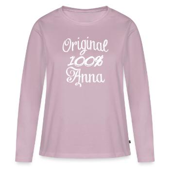 Original 100% Anna - T-shirt manches longues Premium bio Femme - rose poudré - Devant - Julia (174cm)