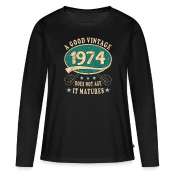 49e anniversaire 1974 49er Bon millésime - T-shirt manches longues Premium bio Femme - noir - Devant - Julia (174cm)