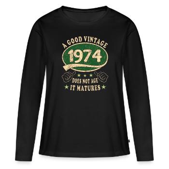 49e anniversaire 1974 49er Bon millésime - T-shirt manches longues Premium bio Femme - noir - Devant - Julia (174cm)