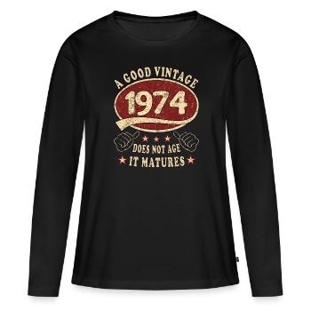 49e anniversaire 1974 49er Bon millésime - T-shirt manches longues Premium bio Femme - noir - Devant - Julia (174cm)