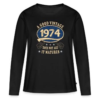 49e anniversaire 1974 49er Bon millésime - T-shirt manches longues Premium bio Femme - noir - Devant - Julia (174cm)