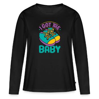 Cadeau Enceinte Femme Enceinte Schwa Enceinte - T-shirt manches longues Premium bio Femme - noir - Devant - Julia (174cm)
