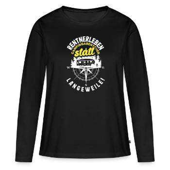 Rentnerleben - Campingabenteuer statt Langeweile - Frauen Premium Bio Langarmshirt - Schwarz - Vorne - Julia (174cm)