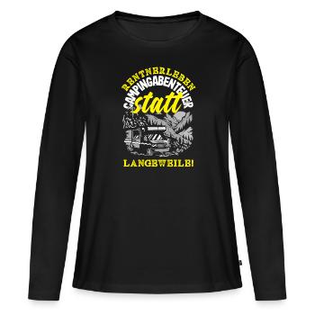 Rentnerleben - Campingabenteuer statt Langeweile - Frauen Premium Bio Langarmshirt - Schwarz - Vorne - Julia (174cm)