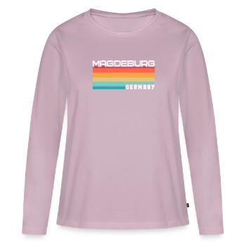Magdeburgerin Magdeburger Magdebourg - T-shirt manches longues Premium bio Femme - rose poudré - Devant - Julia (174cm)