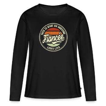 Fiancée Meilleure demande en mariage Cadeau rétro - T-shirt manches longues Premium bio Femme - noir - Devant - Julia (174cm)